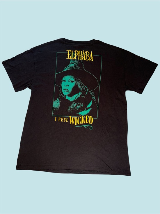 Wicked Tops - Wicked Elphaba “I Feel Wicked” Short Sleeve Black Tee with Teal & Yellow Graphic